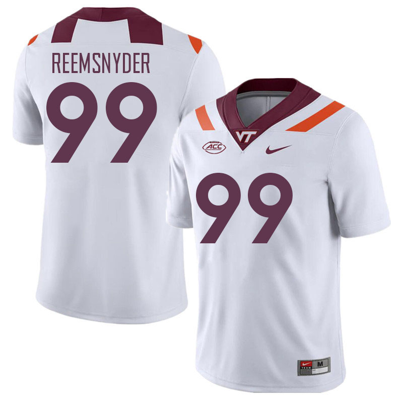 Men #99 Cole Reemsnyder Virginia Tech Hokies College Football Jerseys Stitched Sale-White - Click Image to Close